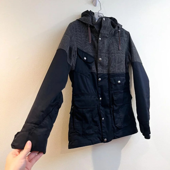 Burton Black Plaid Colorblock Ski Snowboarding Winter Outdoor Snow Coat Small - Picture 3 of 13